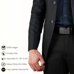 modena works Men's Vegan Leather Belt | FREE Vegan Leather Revival Kit | Rex Black (Brown) image 3