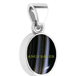 anuj sales 12.25 Ratti 11.25 Carat Black Sulemani Hakik Silver Plated Pendant AAA+ Quality Natural Sulemani Hakik/Hakeek Loose Gemstone for Women's and Men's image 2