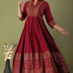 anni designer Women's Rayon Printed Regular Kurta image 3