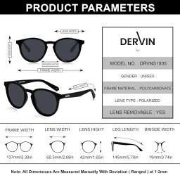 dervin UV Protected Full Rim Round Polarized Sunglasses for Men & Women image 4