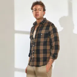 campus sutra Men's Multitrack Striped Oversized Shirt for Casual Wear | Spread Collar | Long Sleeve | Button Closure | Oversized Shirt Crafted with Comfort Fit for Everyday Wear image 2
