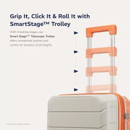 provogue Cascade Hard-Sided PP 55 Cm Cabin Luggage Suitcase | Expandeble Space with 8 Wheels Trolley Bags for Travel |Lightweight with Combination Lock|5 Year Warranty (Timberwolf Grey/Burnt Orange) image 4