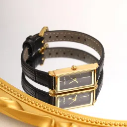 salty Water Resistant Black Leather Strap Watch for Women & Girls | Adjustable Fancy Design | Latest Fashion Accessories for Girls | Minimal Watch | Stylish Women's Wrist Watch | Ideal for Gifting image 2