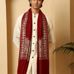 tweedle Men’s Kashmiri Aari Embroidery Stole/Scarf, Size - 28 x 80 inches image 1