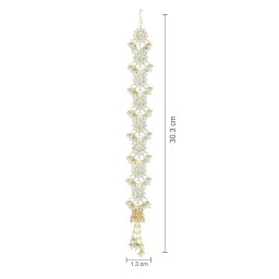 i jewels Women Gold Plated Traditional Handcrafted White Kundan And Pearl Studded Paranda/Hair Braid Pin Choti For Bridal Perfect For Wedding (T2098W) image 3