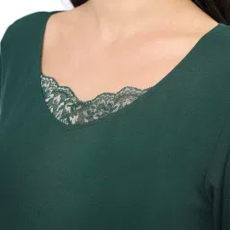 amante Solid Above Knee Round Neck Three-Quarters Sleeves Top image 3