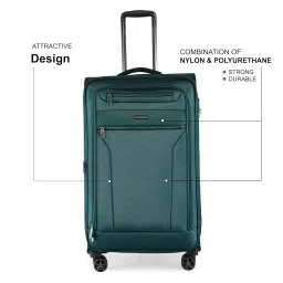 nasher miles Berlin Expander Soft-Sided Polyester Check-in Luggage 28 inch | 75cm | 8 Wheels Large Trolley Bag for Travel | Suitcase (Teal) image 1
