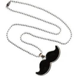 sullery Small Mustache Beard Locket with Chain Black Zinc Alloy Beard Pendant Necklace for Men and Women image 1