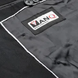 manq Men Black Solid Slim Fit Double Breasted Suit image 5