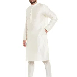 sojanya (Since 1958 Men's Royal Blue Dupion Silk Kurta & Churidaar Pyjama image 3