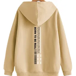 veirdo Cotton Fleece Oversize Loose Fit Hooded Sweatshirt Full Sleeves Cool & Stylish Graphic Printed Jumper Sweatshirt Winter Wear for Women image 1