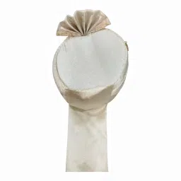 bhawani Cream Wedding Pagdi for Men | Adjustable Velcro Turban for Groom & Baraat | Traditional Indian pagdi Pack of 1 image 4