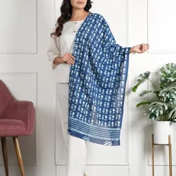 style shoes Women and Girls Cotton tie dye Scarfs Stoles Soft Comfortable Stylish(ST-80BLUE) image 4