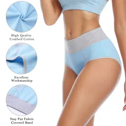 wirarpa Women's Cotton Underwear High Waist Stretch Briefs Soft Underpants Ladies Full Coverage Panties 5 Pack image 3