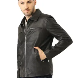 leather retail Men's Black Solid Jacket image 1
