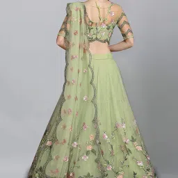 zaalima fashion with z logo Indian Women's Net Embroidered Semi-Stitched Lehenga Choli And Dupatta Set (Free Size) image 1