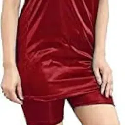 phkmall Women's Satin Nightwear Set of 6 Pcs Wrap Gown, Nighty, Top, Shorts, Bra and Panty(6p Shorts) Latest image 2