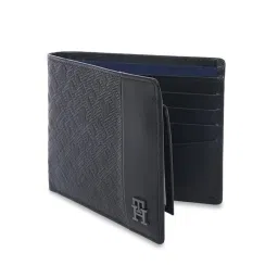 tommy hilfiger Men's Leather Wallet Melado - Black | Passcase Wallet with RFID Protection | 12 Card Slots | Bi-Fold Purse for Men | Ideal for Gifting image 1