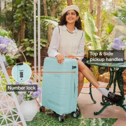 nasher miles Paris Hard-Sided Polypropylene Check-in Luggage 28 inch | 75cm | 8 Wheels Large Trolley Bag for Travel | Suitcase (Pastel Green) image 3