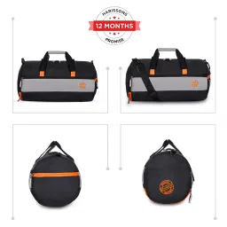 harissons Trinity 28L Water Resistant Sports Duffel Gym Bag for Men & Women with Shoe Compartment & Yoga Mat Holder (Black & Orange) image 5