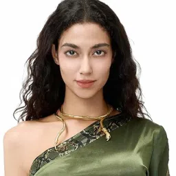 via mazzini Gold Plated Viper Snake Twist Luxe Bendable Adjustable Multi-Use Bend-And-Wrap Choker Necklace, Bracelet, Armlet, Anklet, Belt for Women And Girls (NK1293) image 4