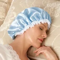 UVII Silk Hair Cap With 3 Satin Scrunchies, Adjustable Bonnet for Curly Hair, Slipping and Sleeping image 2