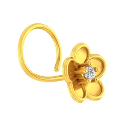 p.c. chandra jewellers 18KT (750) Yellow Gold & Certified Natural Diamond Blossom Bloom Design Nosepin for Women image 1