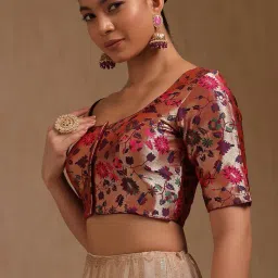 soch Women's Tussar Floral Short Sleeves Regular Fit Blouse image 2