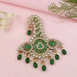 i jewels Traditional Safa Sarpech Brooch with Kundan Beads image 1