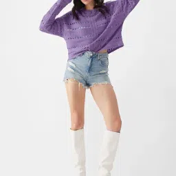 the souled store Women's Acrylic Modern Pullover Sweater image 1