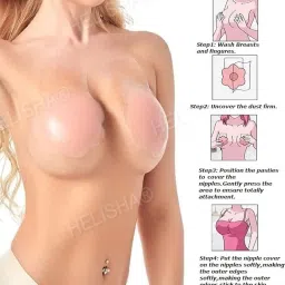 helisha Pasties Silicone-Women's Reusable Nipple Cover - Silicone Nipple Cover Bra Pad - Adhesive Reusable Nipple Pads - Thin Silicone Nipple Cover Pasties(Free-Size) image 2