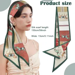 palay Silk Scarf for Women Stylish Neck Hair Scarf for Women, Floral Print Satin Scarf for Women, Fashion Silk Scarves for Suit, Blazers, Shirts, Neckerchief for Bag - 59''x5.2 image 1