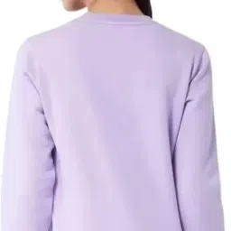 Women's Long Sleeve Solid Round Neck Pullover Fit Fleece Fabric Lavender Casual Sweatshirt. image 1