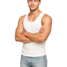 cosco FOUJI Men's Cotton Vest White [ Combo-Pack of 5 ] Sleeveless | Round Neck | Regular Fit image 4