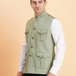 sg leman Men's Tweed Wool Multipocket Modi Nehru Jacket Waistcoat image 3