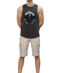 rigo Stylish Cotton Printed Vest for Men | Round Neck, Slim Fit, Sleeveless T-shirt Vest for Men | Casual Innerwear Sando for Men & Boys - Perfect for Workouts Gym, Vacations, and Beaches image 1