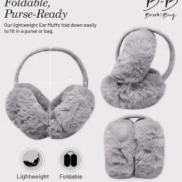 brook + bay Womens Ear Muffs - Winter Ear Warmers/Covers - Cable Knit Furry Fleece Earmuffs for Cold Weather image 3