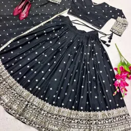 kedarfab Women's Georgette Sequence Embroidered Lehenga Choli Set | Stylish | Party| Lehenga For Women (Renuka) image 4
