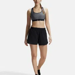 jockey MW72 Women's Microfiber Elastane Stretch Woven Fabric Regular Fit Active Wear Shorts with Zipper Pockets and Stay Fresh Treatment -Peacoat image 3