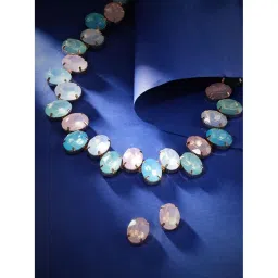 rubans Gold/Rhodium-Plated Stone-Studded Jewellery Set For Women and Girls – Perfect for Weddings and Special Occasions image 1