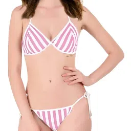 xs and os Women's Satin Striped Above knee Lingerie Set image 3