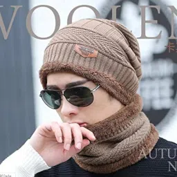 alexvyan Ultra Soft Unisex Woolen Beanie Cap Plus Neck Scarf Set for Men Women Girl Boy - Warm, Snow Proof - 20 Degree Temperature (Soft) image 4