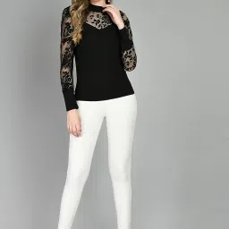 iuga Women Regular Sleeve High Neck Solid Top image 5