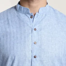 sojanya (Since 1958 Men's Cotton Blend Checked Kurta and Churidar Pyjama Set image 4