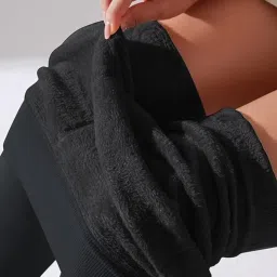lebami Fleece Lined Stockings for Women Stretchy Solid High Waisted Tights Winter Warm Thick Thermal Pants image 3
