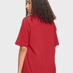 bewakoof Women's Believe Cat Graphic Print 100% Cotton T-Shirt- Oversized Fit, Round Neck, Half Sleeve image 2