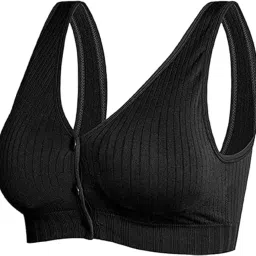 fashiol Women's Cotton Spandex Front-Open Button Breastfeeding Bra - Pregnancy Vest, No Steel Ring, Wirefree, Push-Up, Full Coverage Nursing Bra image 2