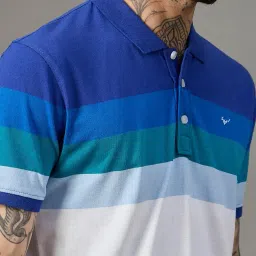 bronation Men's Striper Cotton Polo Neck t-Shirt has a Half Sleeve & Logo on chest-RANVk022-White image 2