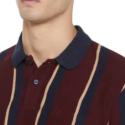 peter england Men's 100% Cotton Vertical Striped Polo Shirt – Casual Wear | Sleek & Comfortable image 2