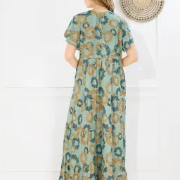 night shades | Alpine Frock Style Nighty | Nighty for Women Stylish | Women's Cotton Printed Long Maxi Nighty | Soft & Breathable Floral Nightwear Gown with Waist Tie image 1